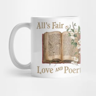 all s fair in love and poetry,  jasmine and book Mug